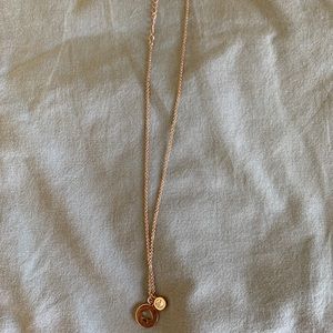 Kate Spade spade with gem rose gold necklace